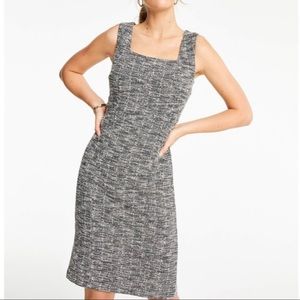 Ann Taylor | Petite Black & White Boucle Sleeveless Ponte Sheath Dress *NWT*